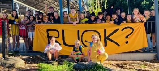 Group of School children holding R U OK? Signs