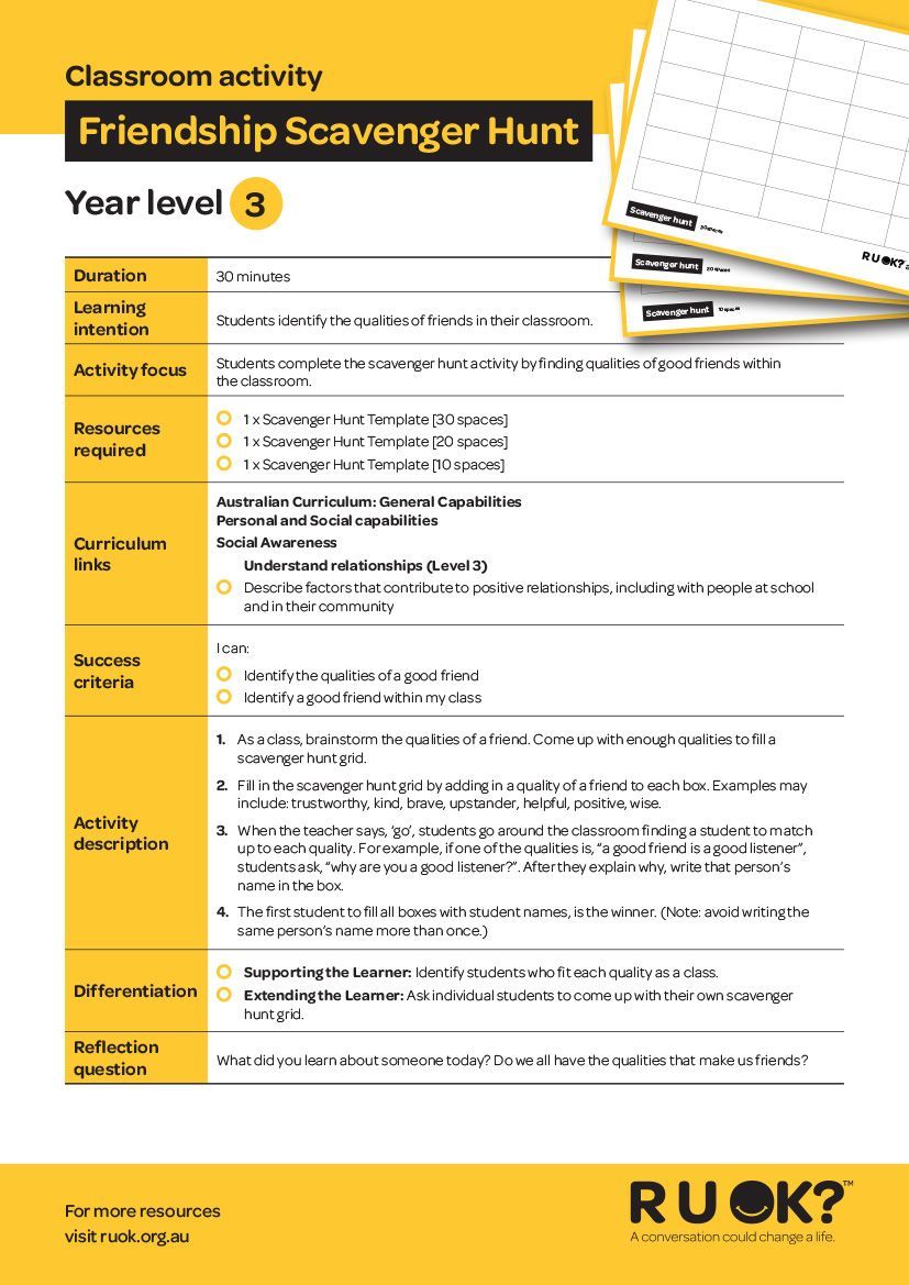 Scavenger Hunt lesson plan