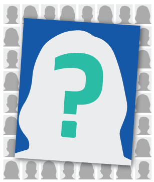 A picture of a person with a question mark on it